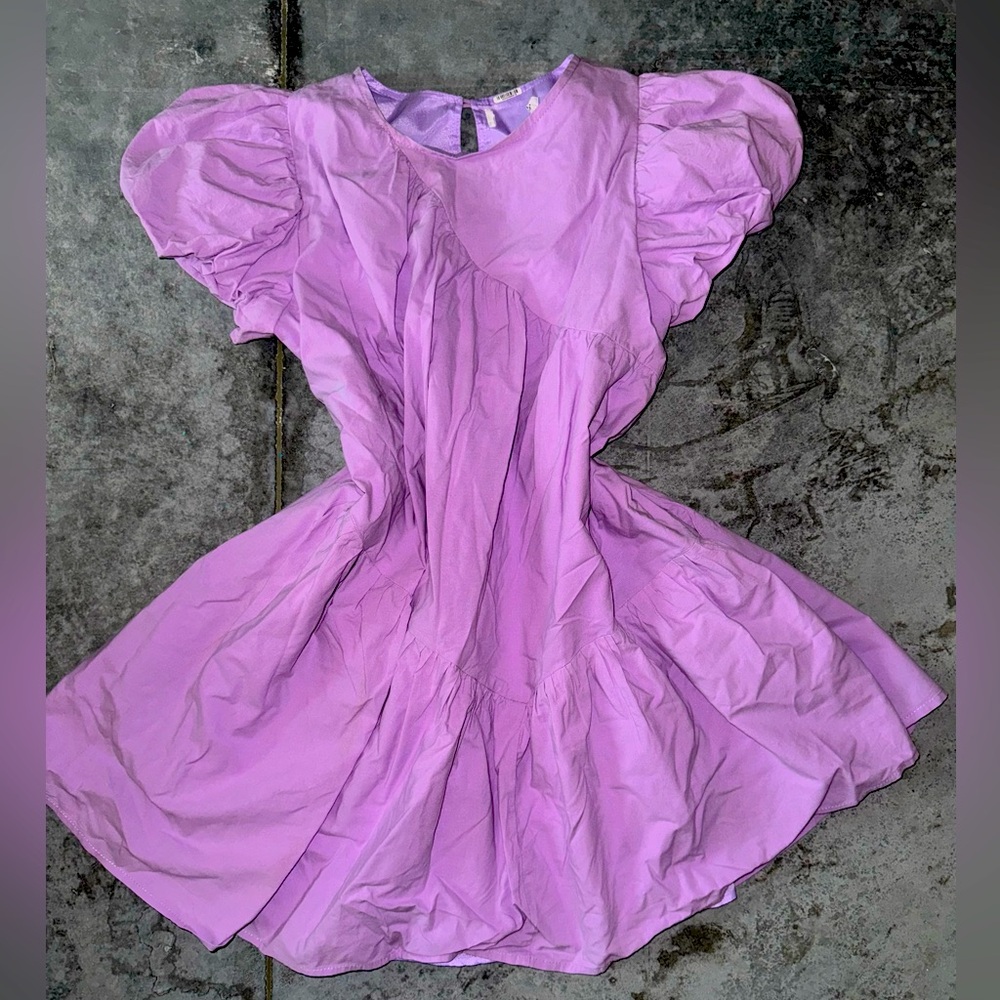 Purple puff sleeve dress
